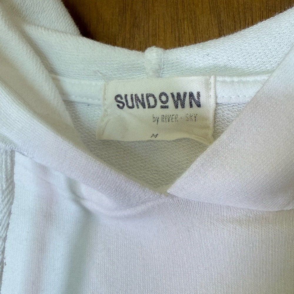 Sundown by River + Sky White Hoodie with Rainbow Detail - Picture 4 of 8